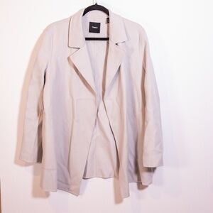 Theory Sileena Winsome Wool Cashmere Felt Collared Open Front Sweater Jacket M